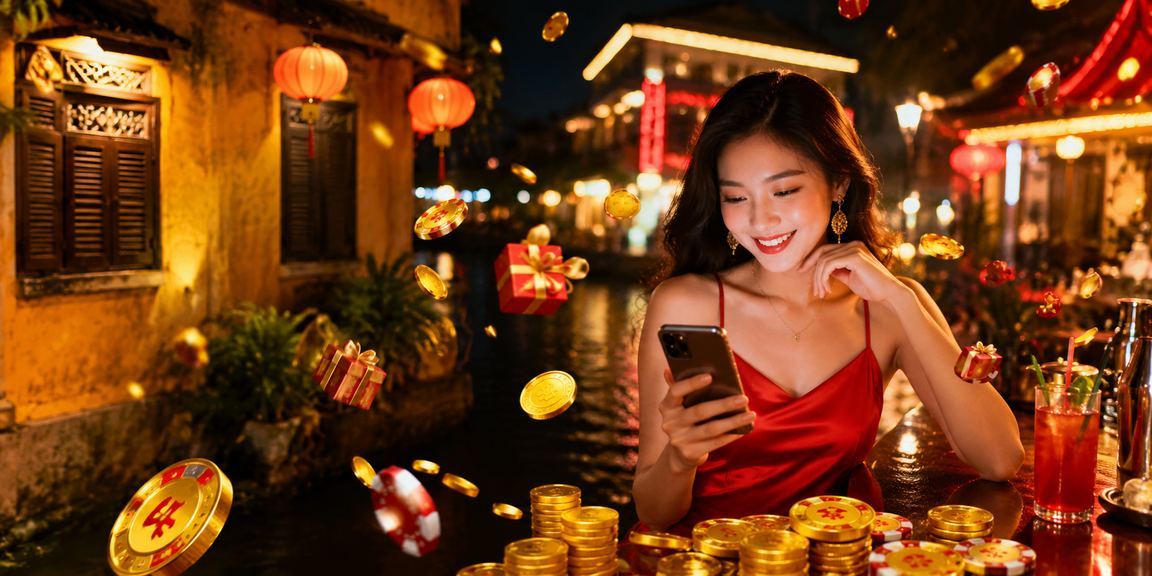 Khung cảnh hội An với ánh đèn neon rực rỡ